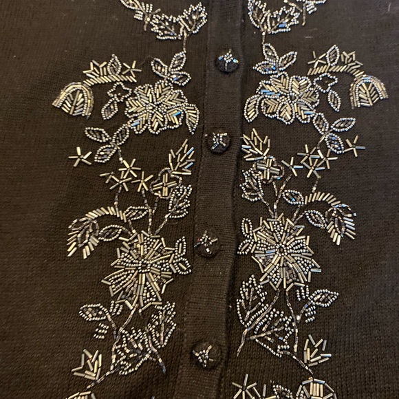 Victoria Jones Vintage Black Beaded Cardigan Sweater Large - Picture 7 of 16